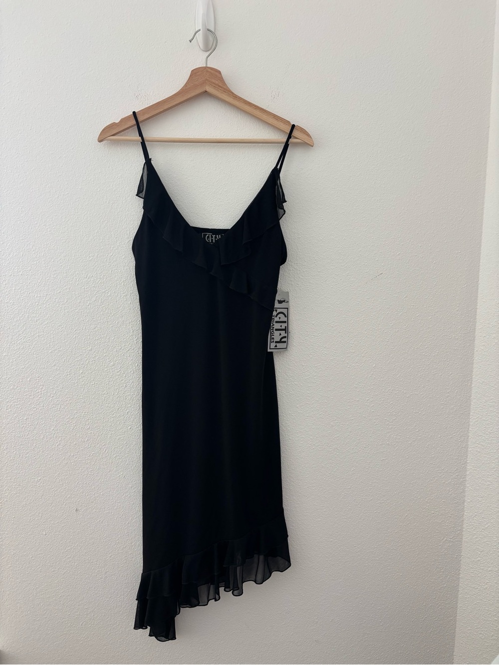Vintage city triangles black asymmetrical dress